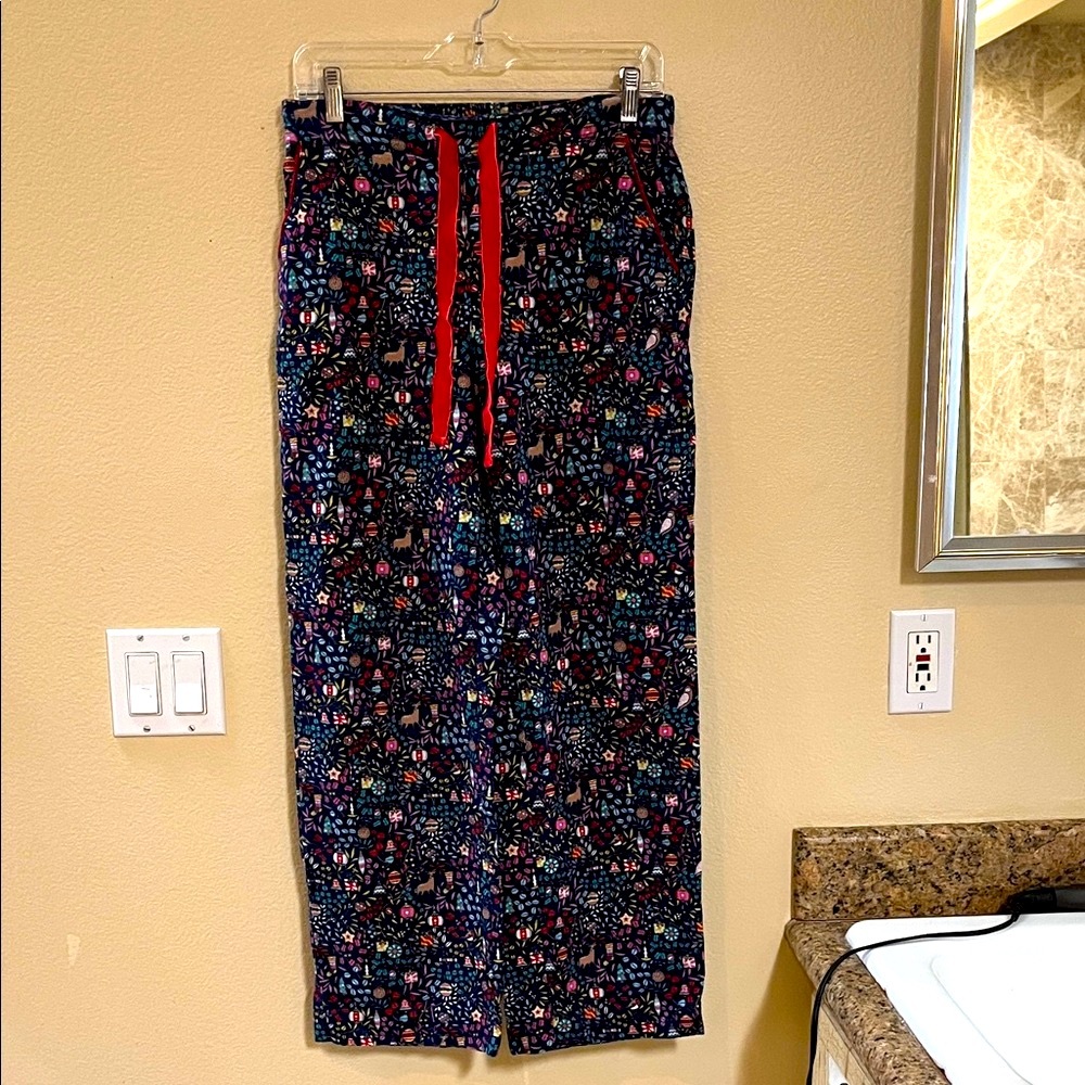 Boden Multicolor Floral Pajama Pants with Red Accents